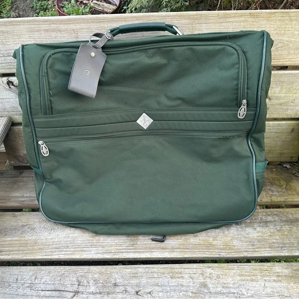 Vintage Atlantic Carry On Garment‎ Bag Suitcase Large Expandable Green